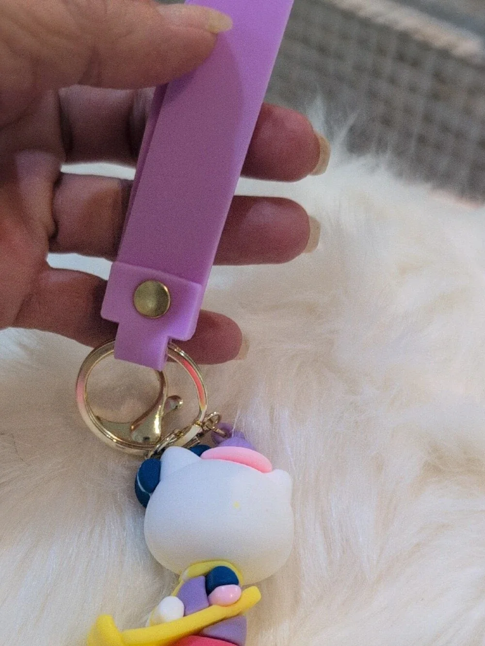 Hello Kitty Purple and White Silicone Keychain Bag Charm